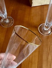 Bicchieri vintage ottagonali, bordo oro, modello Carlo Moretti