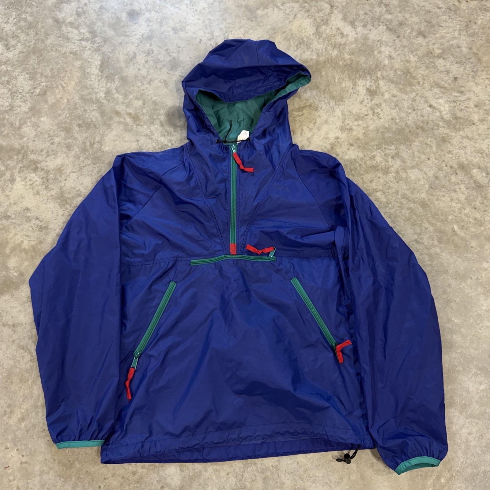 Sierra Designs Jacket Mens Small Blue Hooded 1/4 Zip Anorak Lined Windbreaker
