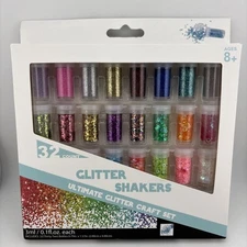 Glitter Shakers, 32-Pack Assorted Glitter & Confetti, Fine & Chunky Glitter, NEW
