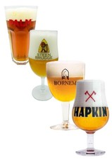 Palm Hapkin Steen Brugge Bornem Set Of 4 x 50cl Bargain Belgian Beer Glasses
