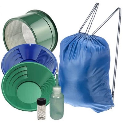 Sluice Monkey 12'' Green & Blue Gold Pan Panning Kit with Sniffer & Vial, Small 6
