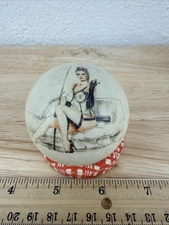 Vintage Pin-Up Billiards Cue Ball Pool Stick Retro Bar Lady on Couch Smoking