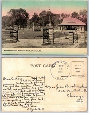 Fairview Park Entrance Gates Decatur IL Postcard