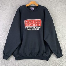 Vintage Boston University Sweatshirt Mens XL Black Crewneck Hanes Ultimate 90s
