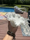 Fenton Silver Crest White Milk Glass Ruffle Edge Bowl Candy Dish Vintage