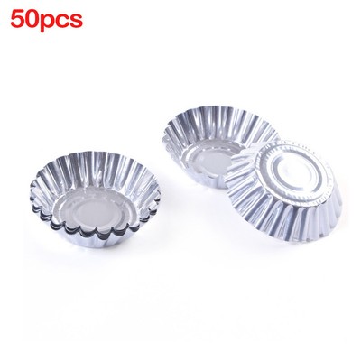 50 Stck. Für Eier Tarte Aluminium Silber Cupcake Kuchen Keks für/Form Backen Werkzeug