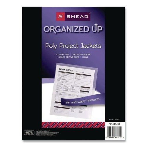 Smead 85751 Poly Translucent Project Jackets - Letter, Clear (5/Pack) New - Zdjęcie 2 z 3