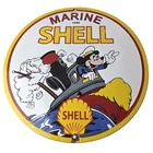 Vintage Shell Gasoline Sign - Mickey Old Steamboat Gas Oil Pump Porcelain Sign