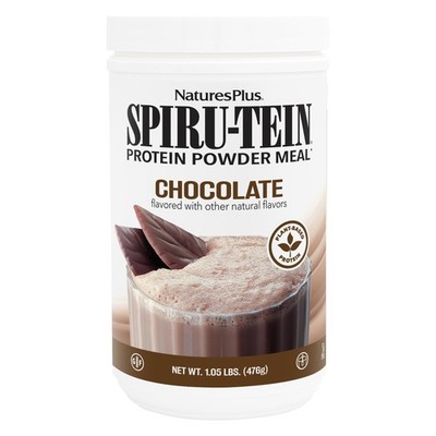 Natures Plus SPIRU-TEIN, Chocolate - 1.05 lb - Plant-Based Protein Shake - No...