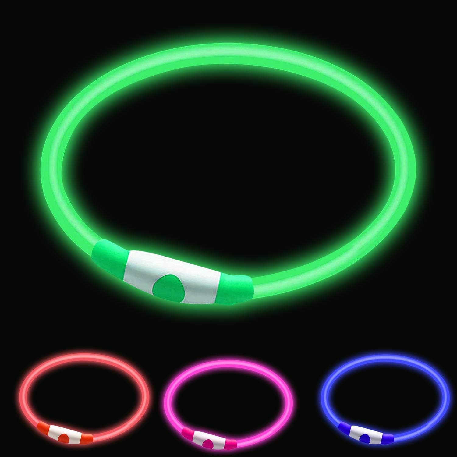 LED Dog Collar,Glow Light Collar for Dogs,Ultra Bright USB Rechargeable Cut to