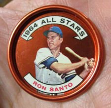 RON SANTO 1964 Topps All-Star Coin #146, Chicago Cubs Baseball hof Legend, VG/EX