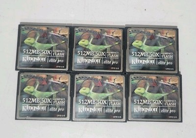 [Lot of 6] Kingston 512MB Compact Flash Elite Pro CF/512GB-S Memory Cards
