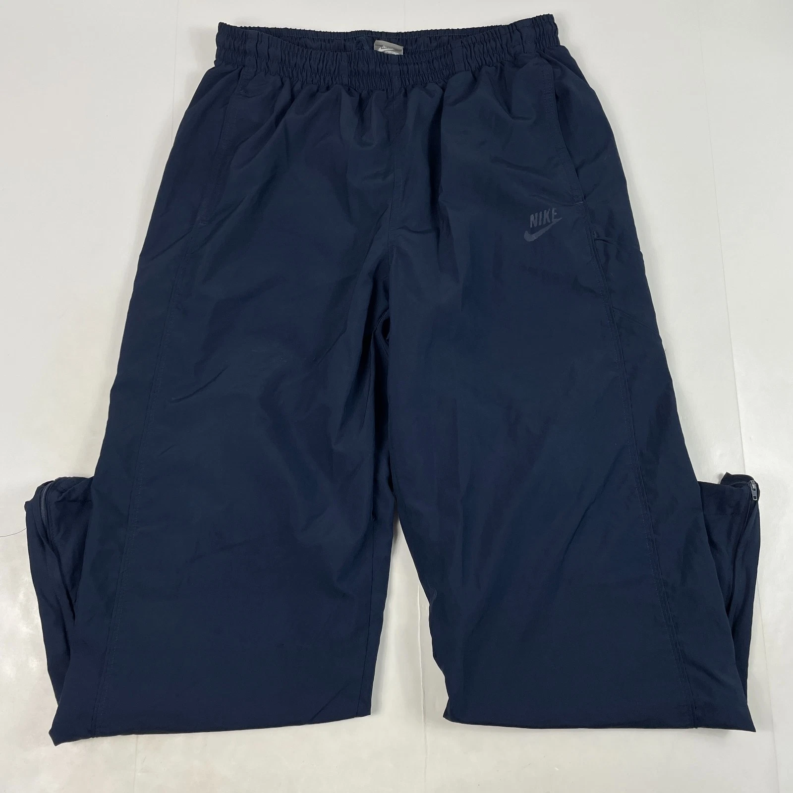 VINTAGE Nike Track Pant Mens Large Blue Relaxed Straight Lined Baggy Workout Gym