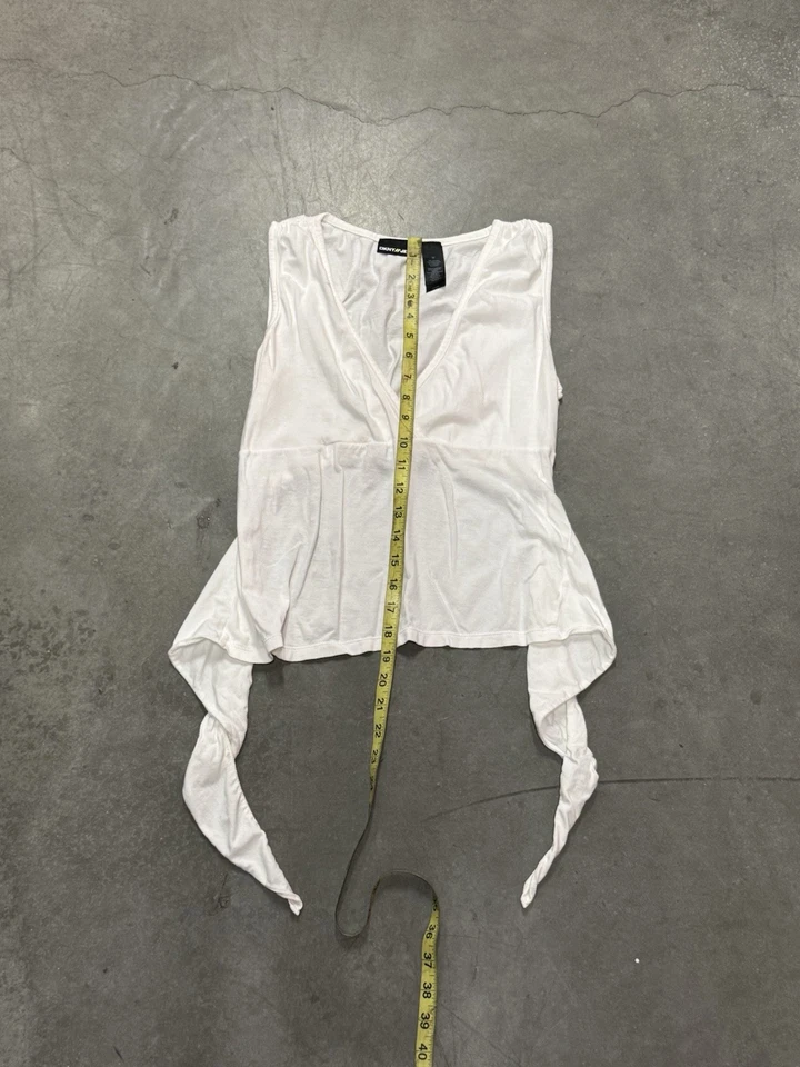 Blusa blusa envolvente blanca para mujer DKNY vintage Y2K talla mediana Foto 4 de 4