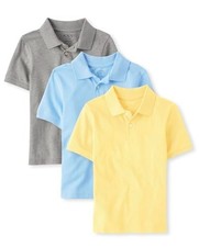 NEW 3-Pack Boys School Uniform Short Sleeve Pique Polo Shirts XS 4 multicolor