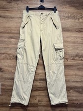 NEXT Men's Beige Cargo Trousers Size 34 W Stone Combat Pants Cotton