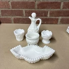 Vintage Imperial, Westmoreland, Fenton Milk Glass Lot, Cruet, Dish Candle Holder