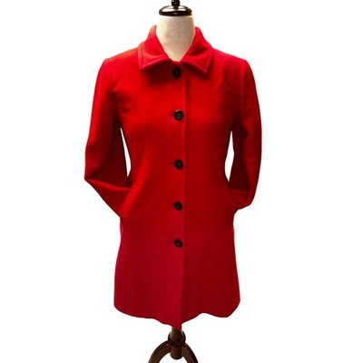 Vintage Lands  End Red Wool Blend Coat Women s 4 Petite