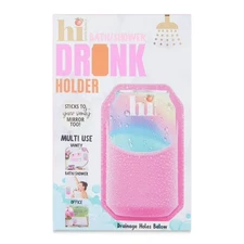 Pink Silicone Stick On Drink Holder Soda Beer Can Bath/Shower Wall Women's Gift