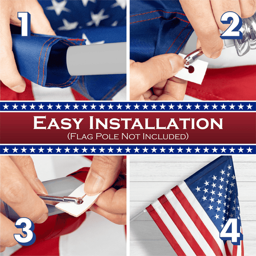 Amerikanische Flagge 210D bestickt Polyester 3x5 Fuß mit Stangenhülle - Bild 7 von 8