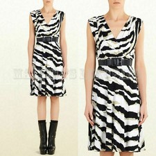 GUCCI DRESS TIGER ZEBRA ANIMAL SIGNATURE LOGO JERSEY LEATHER BELT $2100 Medium M