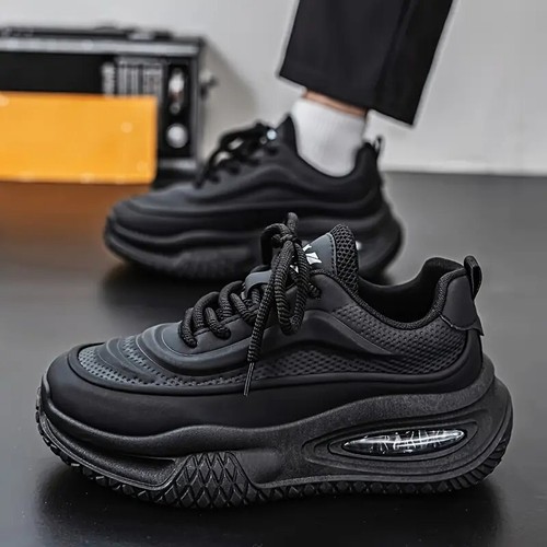 Men's Fashion Casual Sneakers Solid Color Lace-Up All-Season Comfort Shoes New - Picture 4 of 4