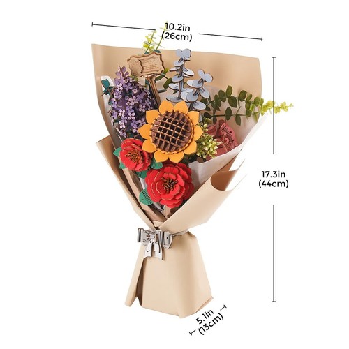 Rowood Wooden Flower Bouquet Puzzle Hand-Make Eco-friend Materials romantic Gift - Picture 4 of 7