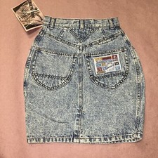 Vintage 1990  s Jordache Basics Denim Skirt, Acid Wash, Deadstock NWT, Size 3/4