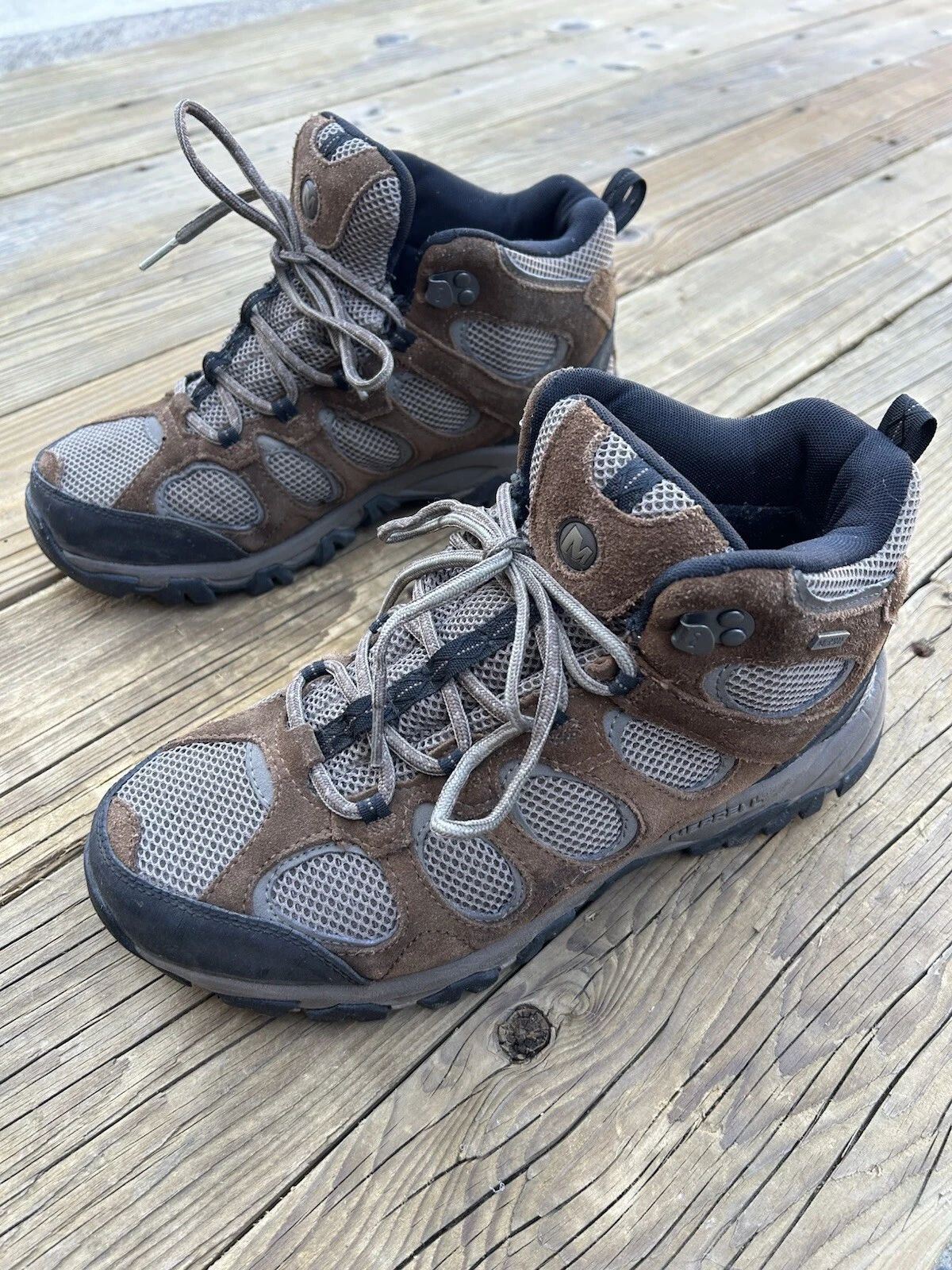 Merrell Mens 9 Suede Leather Waterproof Hilltop Ventilator Mid Hiking Boots