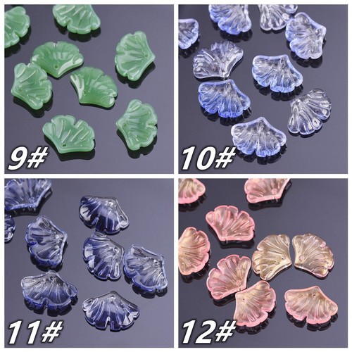 10pcs 20x15mm Ginkgo Leaf Petal Foil Lampwork Glass Loose Pendants Beads Lot - Picture 9 of 23