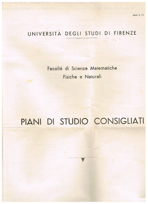 1959 - UNIVERSITÄT FLORENZ - FAKULTÄT FÜR MATHEMATISCHE NATURWISSENSCHAFTEN - LEHRPLAN