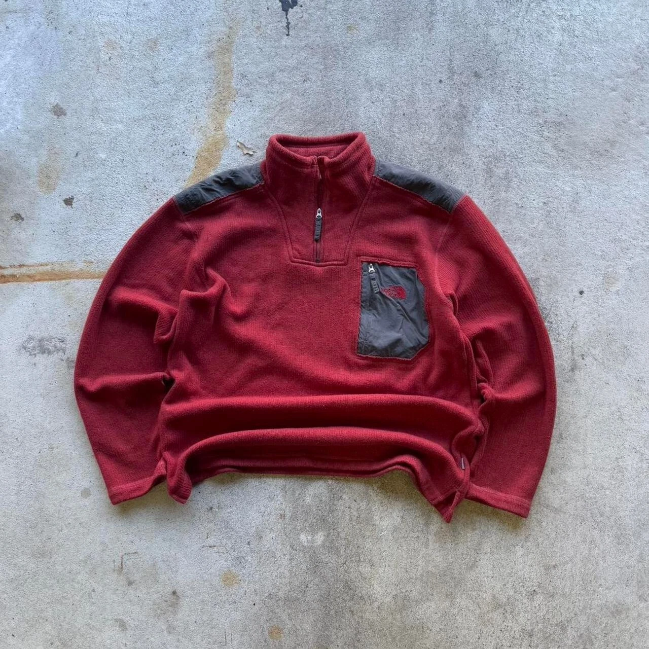 Vintage Red North Face Fleece Quarter Zip Jacket - Size XL