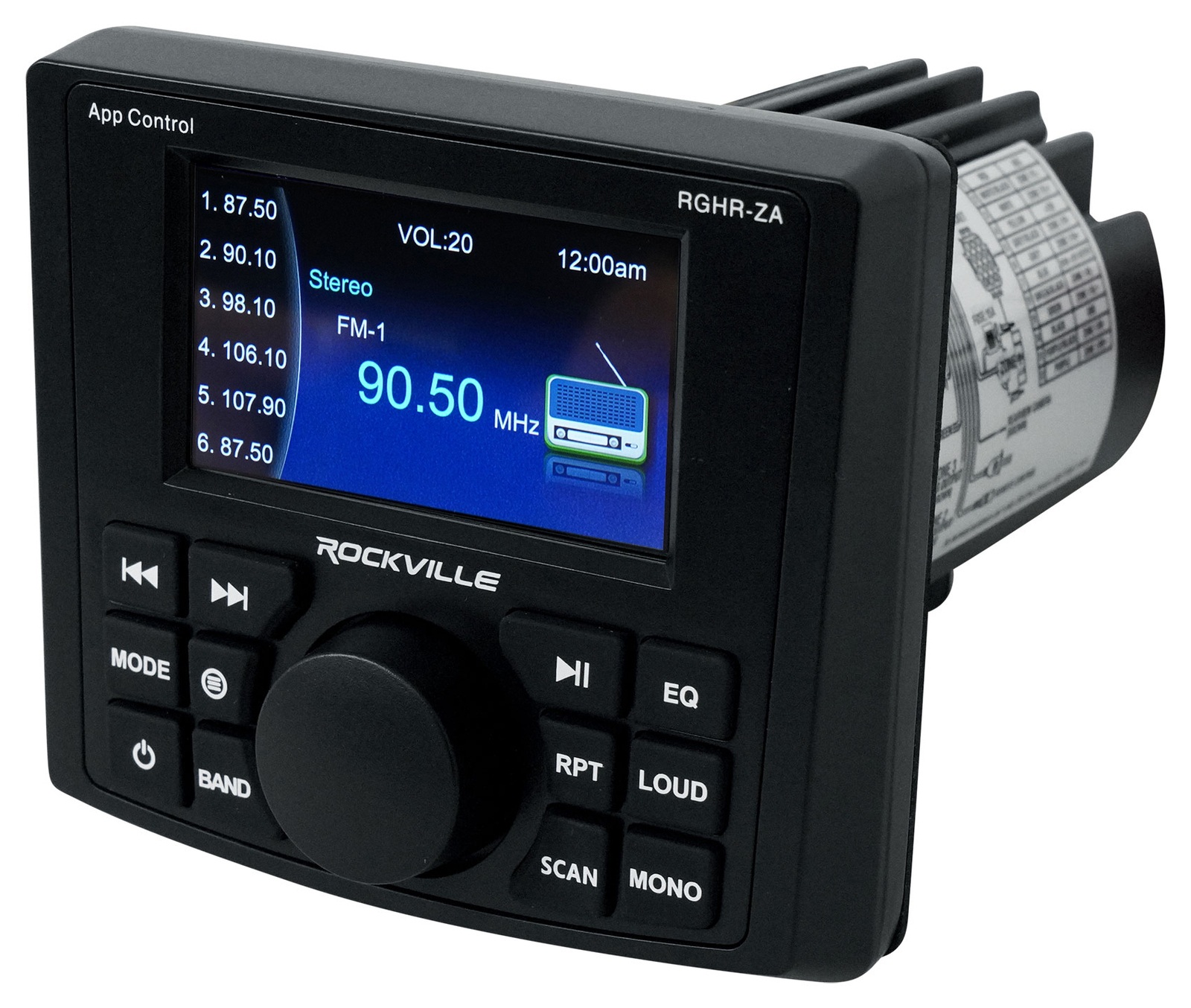 Rockville RGHR-ZA 4-зонный морской Bluetooth-приемник Черные 65-дюймовые динамики для вейкборда