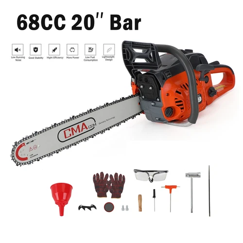 🎄20" 68CC Gasoline Chainsaw Cutting Wood Gas Sawing Crankcase Chain Saw