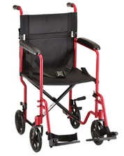 Nova 19  Steel Frame and Padded Folding Transport Wheelchair Red NEW