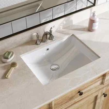 Undermount Bathroom Sink 21.6" x15.7" Rectangular Glazed Ceramic Lavatory Vanity