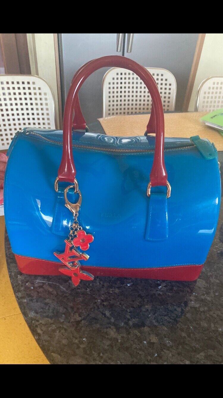 borsa furla candy bag, ottime condizioni, blu e rossa