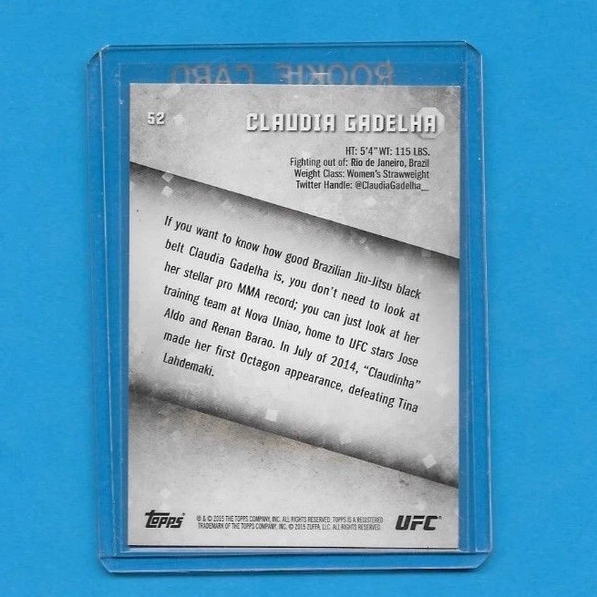 2015 Topps UFC Knockout ROOKIE Ruby Parallel CLAUDIA GADELHA 3/8 - Image 2 of 2