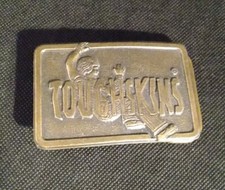 "TOUGHSKINS" JEANS BELT BUCKLE SOLID BRASS MADE IN THE USA HIPPIE CHIC ITEM