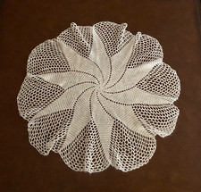 Vintage Handmade Round White Crochet Lace Doily Table Mat Centre Piece 21.5  .