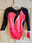 NWT GK Elite Coral Pink/Black Rhinestone Gymnastics Competition Leotard AXS — photo 1