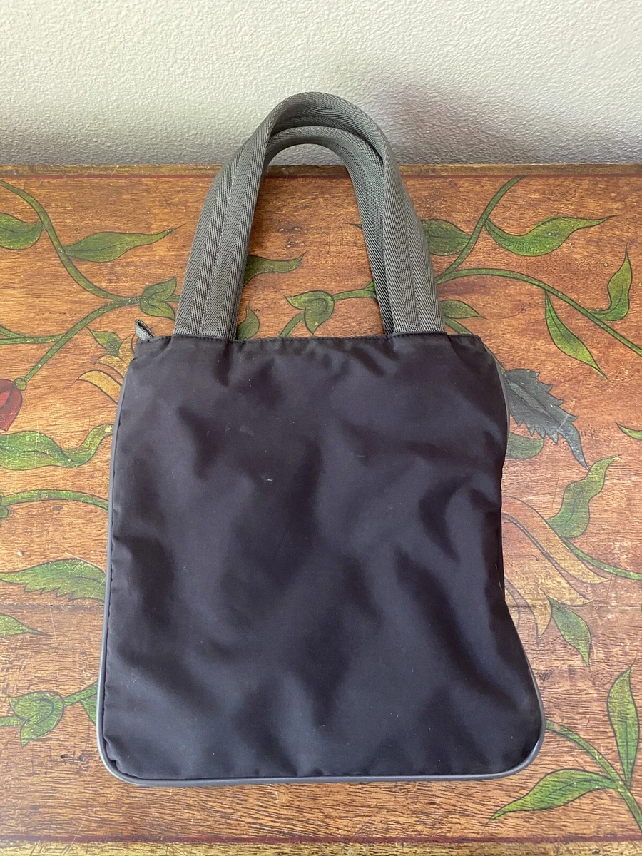 PRADA SPORT Small Dark GRAY NYLON FLAT TOTE Art#: 4VA071 Authentic! Vintage EUC!
