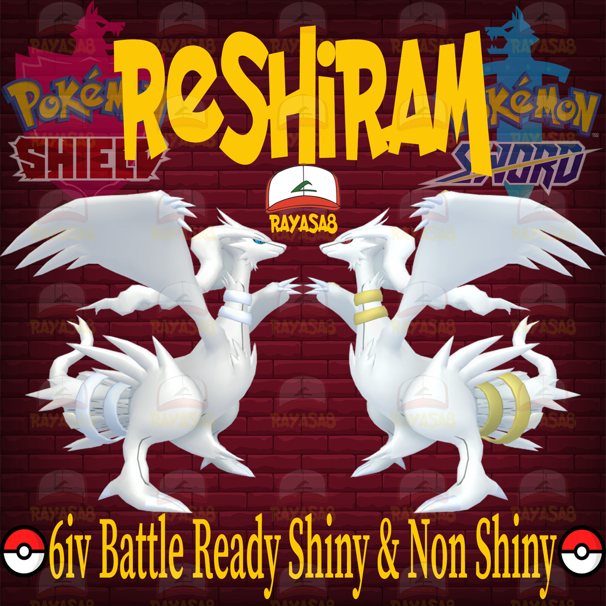 🌟Reshiram Shiny non shiny Best Stats Pokemon Sword and Shield Home🌟