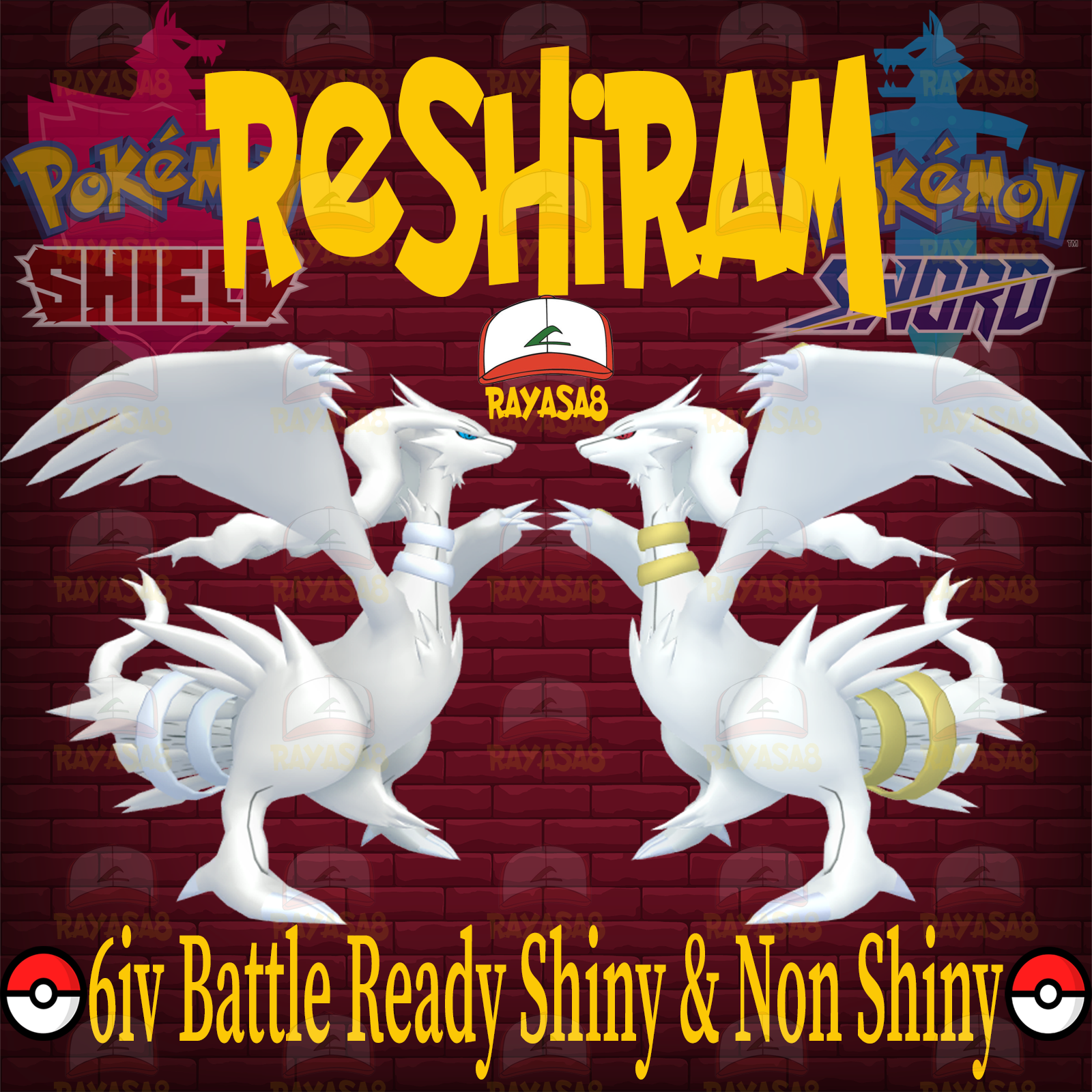 🌟Reshiram Shiny non shiny Best Stats Pokemon Sword and Shield Home🌟