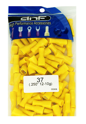 100 PACK 12-10 GAUGE YELLOW VINYL FULLY INSULATED FEMALE QUICK DISCONNECT .250''