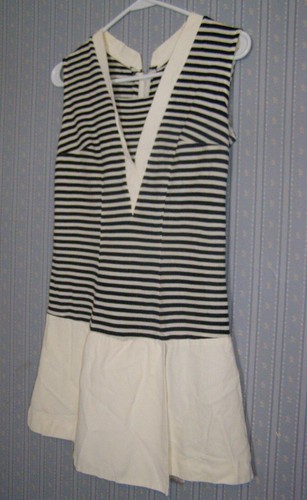 Vintage 60's black & white STRIPED playsuit romper jumper skirted S M MOD sailor - Picture 4 of 9