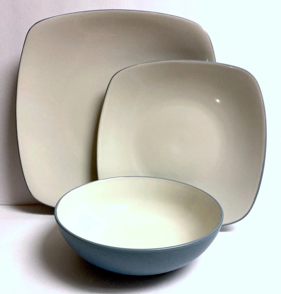 NORITAKE COLORWAVE MATTE ICE BLUE DINNER PLATE BOWL SET 4 PCS STONEWARE NEW NIB - Image 4 of 4