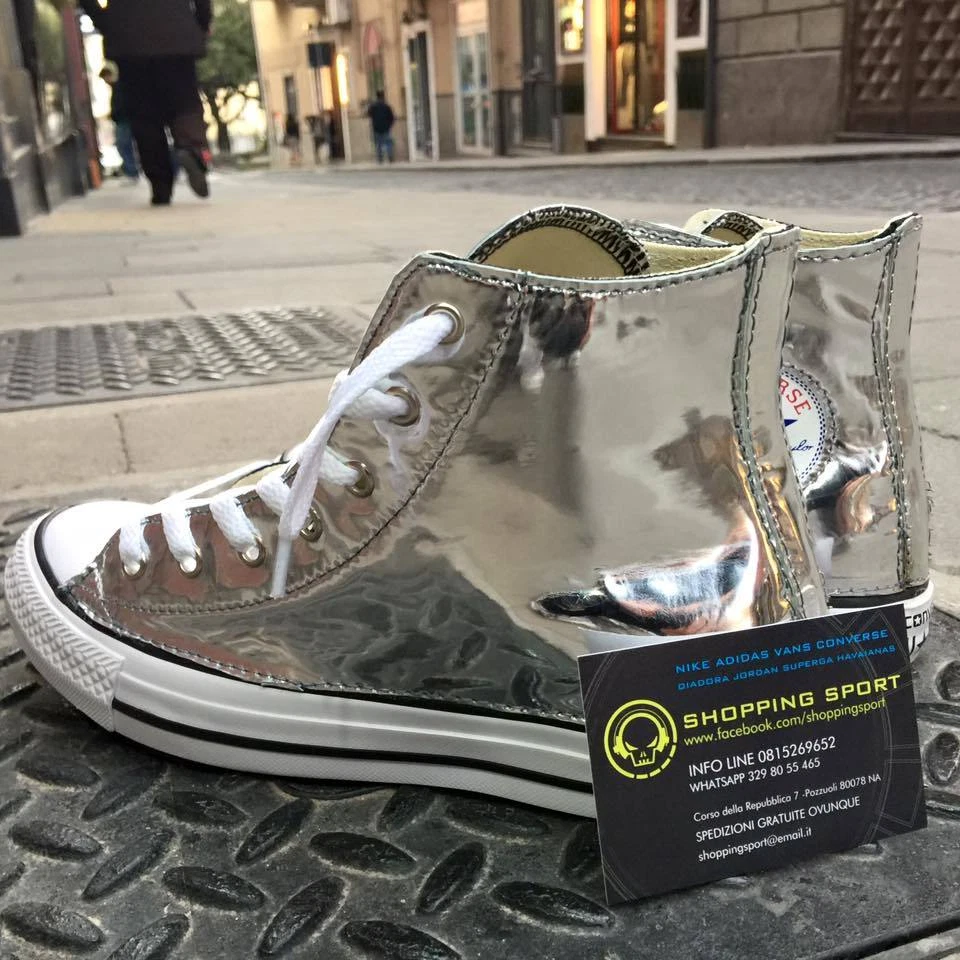 Converse All star Personalizzate con tessuto Argento specchiato Clean  - Immagine 3 di 4