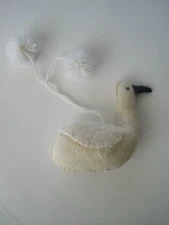 Felted Wool Swan Ornament W/ Tassel Pom Vintage