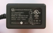 LEI MT20-21120-A00F AC Adapter Power Supply 12 Volt 750 mA (+) Polarity Tip Plug